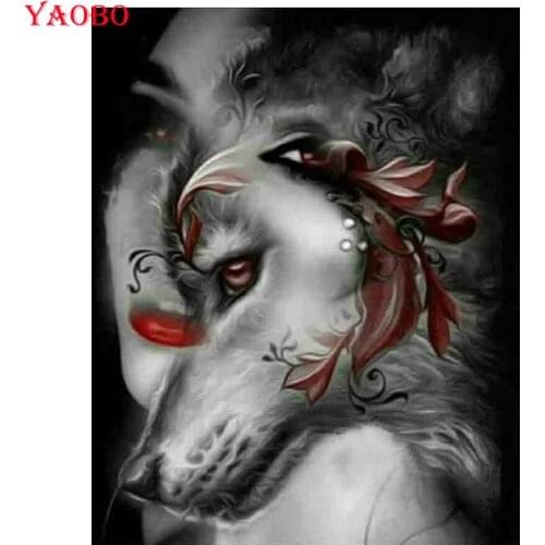 DIY 5D Diamond Mosaic Diamond Painting Cross Stitch Beauty & wolf Diamond Embroidery Kit Full Square Round Drill Home Decoration