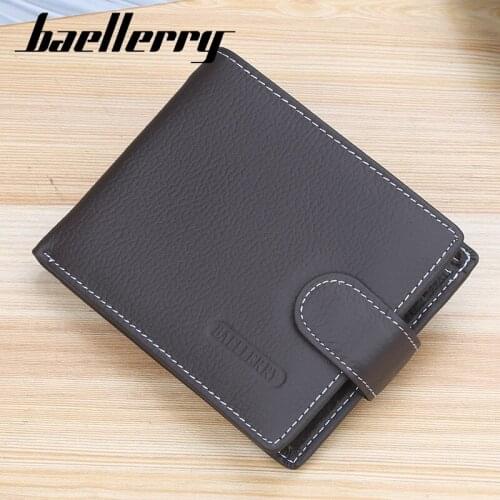 Baellerry Men Short Wallet Cowhide Zipper Buckle Wallets Male Purse Small Coin Pocket Mini Card Holder Boys Money Bags carteras