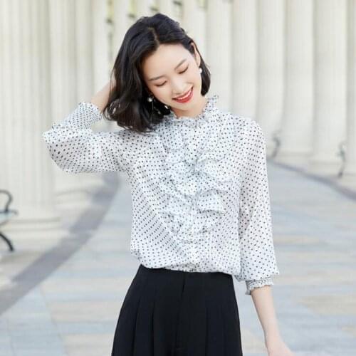 Long Sleeve Polka Dot Shirts Blouses Elegant OL Styles for Women Business Work Wear Blouse Female Tops Clothes Clothing