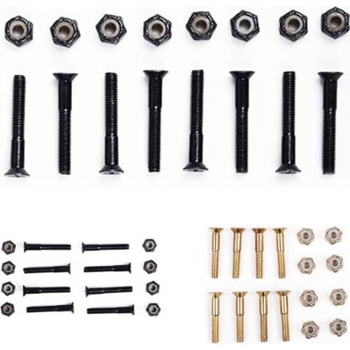 16 Pcs M5 25-30MM Skateboard Replacement Screws Nuts Carbon Steel Screws Bolts Four-Wheeled Skateboard Longboard Accessories