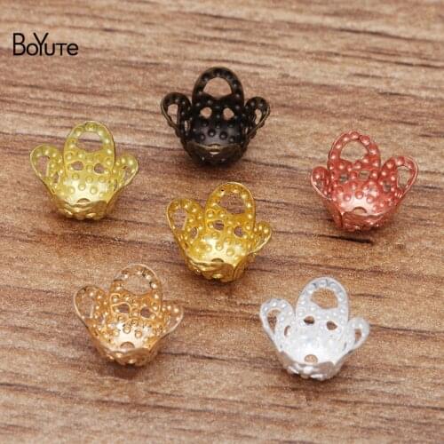 BoYuTe (200 Pieces/Lot) 8MM Metal Brass Filigree Flower Bead Caps Diy Hand Made Jewelry Accessories Wholesale