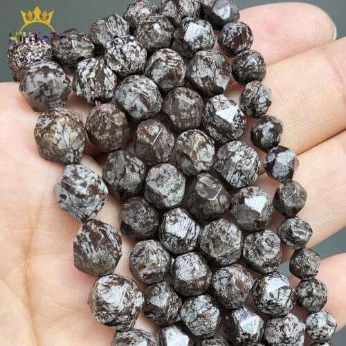 Natural Faceted Stone Beads Snowflower Jaspers Round Loose Spacer Bead For DIY Jewelry Making Bracelet Accessories 15'' 6 8 10mm
