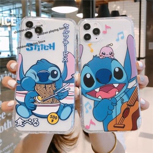 Disney Stitch Mobile Phone Case for Iphone 12 Pro Max 11pro Xs Max X Xr 7 8 Plus 6s Anti-drop Transparent Mobile Phone Soft Case
