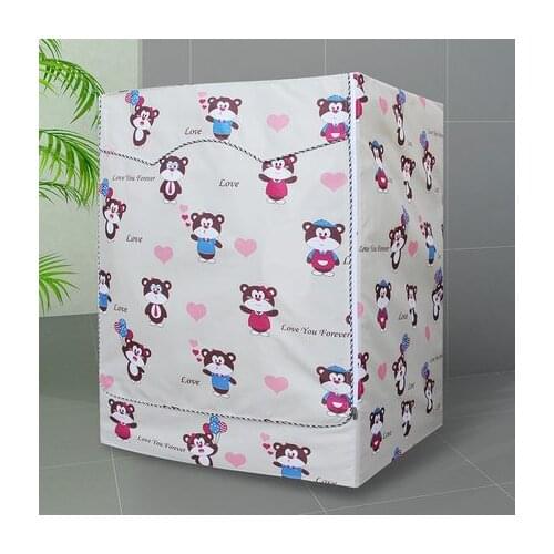 Oxford Cloth Washing Machine Zippered Paste Style Dust Cover Sunscreen Flower Pattern Thicker Waterproof Durable Case