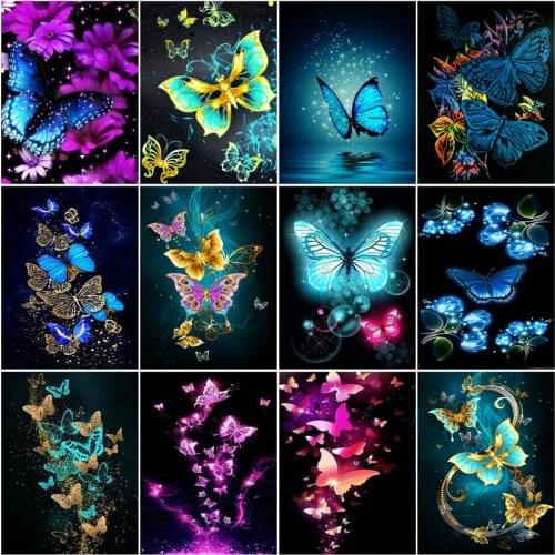 CHENISTORY 60x75cm Frame Paint By Number For Adults Butterfly Animals Picture By Numbers Acrylic Paint On Canvas Home Decors Art