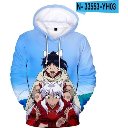 3-16 Years Kids Anime Inuyasha Hoodie 3D Anime Boy Girls Sweatshirt Yashahime: Princess Half-Demon Sweatshirt Children Clothes