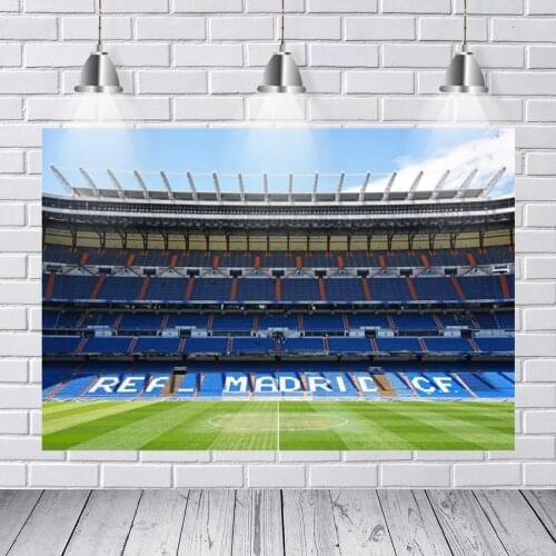 Football Field Soccer Match Real Madrid CF Party Photography Backgrounds Customized Photography Backdrops for Photo Studio