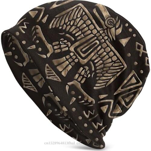 Bonnet Hats Egyptian Mythology Men Womens Knitting Hat Aztec Eagle And Ornaments Winter Warm Cap Street Skullies Beanies Caps