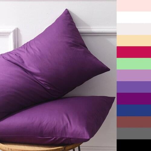 Custom Pillow case 70*70 Pure Cotton Luxury Solid Pillowcase 50*70 50*75 Decorative Pillow Cover Bedding for Hotel Purple