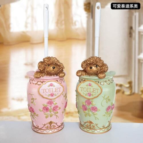 Creative bathroom toilet brush toilet cute toilet brush set cartoon resin with base toilet brush soft hair