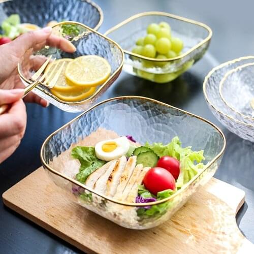 Creative Glass Bowl Fruit Vegetable Salad Dessert Bowls Ice Cream Bowls Cutlery Set Tableware Home Decor Restaurant Bar Supplier
