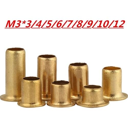 M3 Brass Eyelet Hollow Tubular Rivets Through Nuts Kit for Cloth Doll Card Paper DIY Length 3-10mm