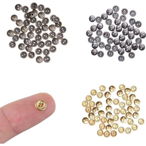 50 Pcs/pack Tiny Buttons for DIY Handmade Doll Clothes Mini Metal Round Buckles Stuffed Toy Clothing Sewing Accessories 3/4/5 mm