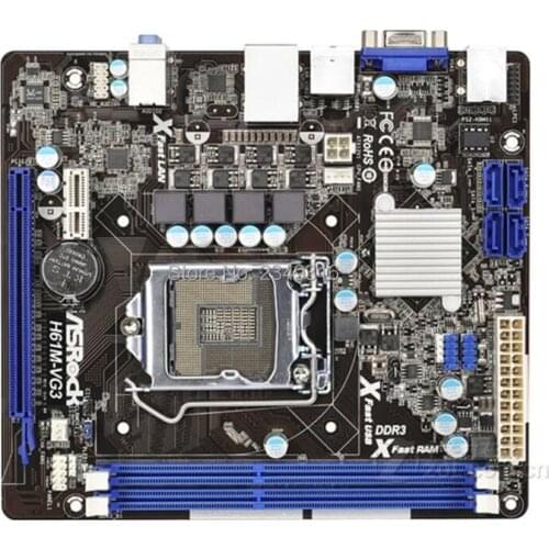 For ASRock H61M-VG3 Desktop Board H61 Slot LGA1155 DDR3 Motherboard SATA2 USB2.0 Support I3 I5 I7