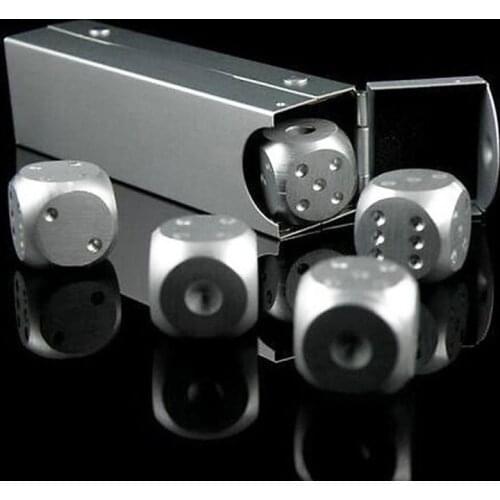 5pcs Aluminum Alloy Metal Dices Set Whisky Dice Stones Ice Cubes Bucket Reusable Keep Wine Chilling Poker Party Dice Set