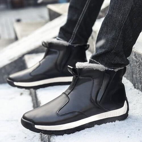 Winter Man boots Suede leather Men Ankle Boots Men Snow Boots Round Toe With Fur Warm Men Footwear slip on Shoes big size 48