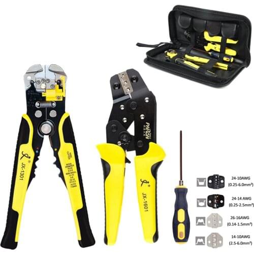 Crimper Tools Kit 4 In 1 Multi tools Wire Engineering Ratchet Terminal Crimping Plier Wire Crimper + Wire Stripper+S2 Screwdiver