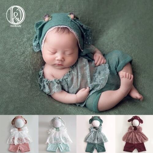 Newborn Photography Props Baby Outfits Ears Hat Bonnet Clothes Set Fotografia Accessories Studio Shoots Photo Props