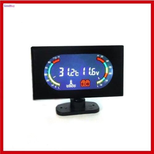 New 2 Funtions Lcd Screen 12v/24v Car Truck Water Temperature Gauge Meter+ Voltmeter Voltage Gauge