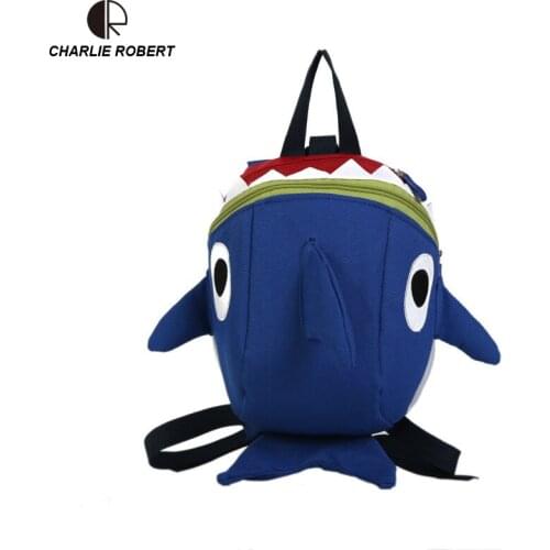 2019 New Girls children Lady Canvas Cute Shark Five Solid Colors Retractable Softback prevent the lost Backpack drop shopping