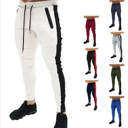 Spring and Autumn Europe and the United States mens new sports leisure slim body fitness pants mens pants small foot band mout