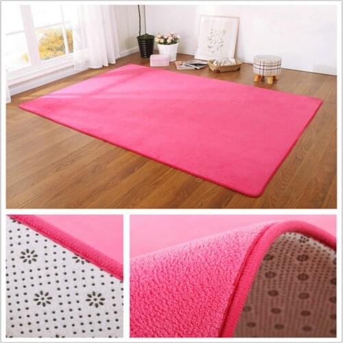 New listing living room carpet floor mat bedroom bed coral fleece blanket study door rug coral fleece cushion-pink 0.8*1.6m