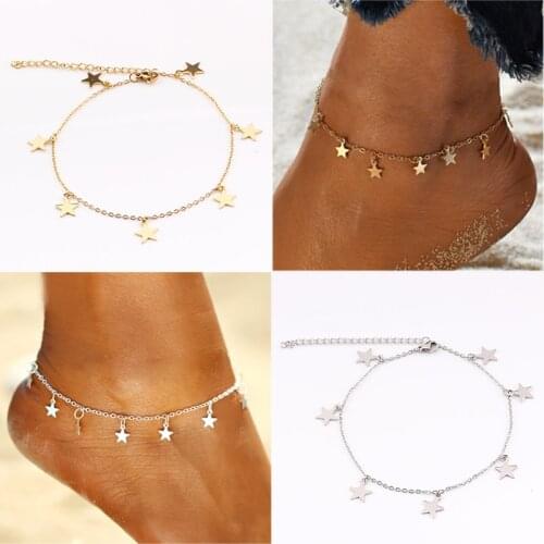 New Simple Woman Silver color Beach Barefoot Anklets Sandals Bracelet Crochet Female Golden Round Tassel Foot Chain Leg Chain