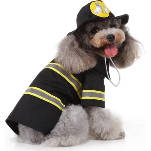 Dog Cat Clothes Fireman Suit Clothes For Cat Costume Clothing Halloween Clothes Dressing Up Cat Party Costume