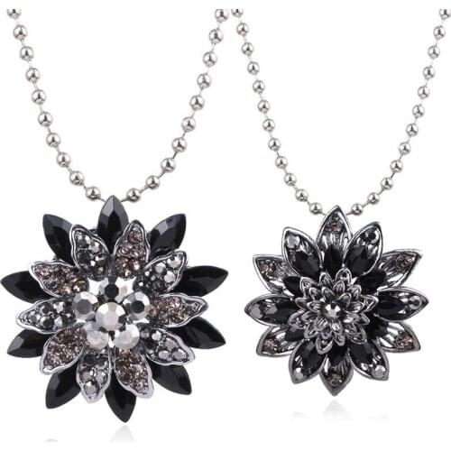 Wholesale Film Black Dahlia Pendant Necklace Vintage Gem Chains Necklace Brooch Dual Purpose Women Fashion Goth Jewelry Set