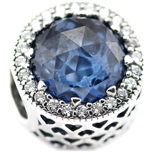 Radiant Hearts Moonlight Blue Charm Silver Original Beads For Jewelry Making For European Bracelets DIY Sterling Silver Beads