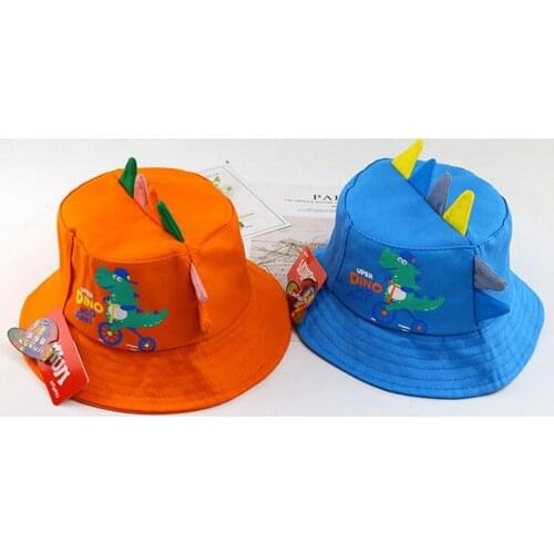 New Fashion Spring Summer Baby Lovely Cartoon Dinosaur Bucket Hats Kids Boys Girls Outdoor Sun Hat Children Beach Caps