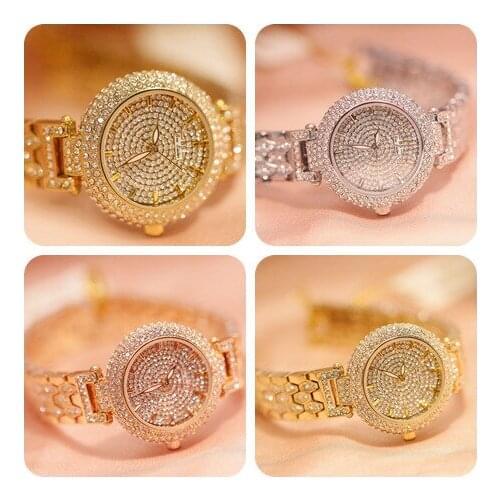 Fully-jewelled Top Brand Womens Watch on A Bracelet Rhinestone Watch Ladies Gold Wrist Watch for Woman casual luxury Hand Watch