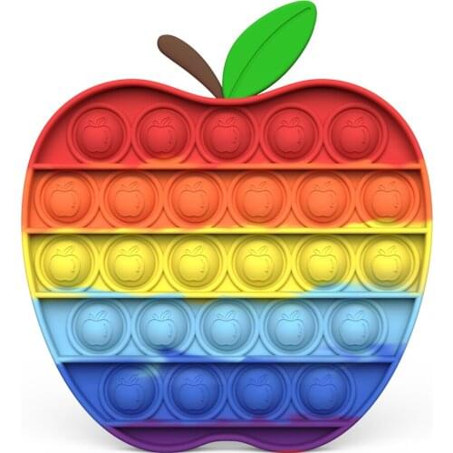 Rainbow Apple Fruits Fidget Toy Push Bubble Stress Sensory Toy Relief Anti-stress Simple Game Antistress Toys Children Adult