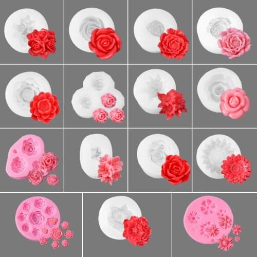 Variety of Creative Food Grade Silicone Flower Hibiscus Flower Daisy Rose Flower Mold Scented Candle Fondant Mold