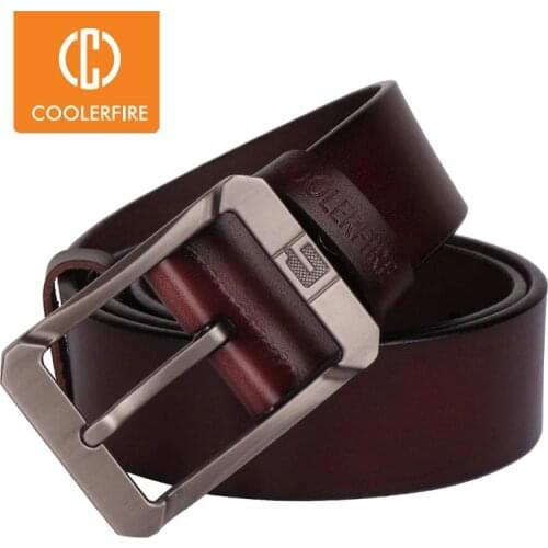 Coolerfire genuine leather belts for men brand male pin buckle jeans cowboy Mens Belt Luxury Designer High Quality Leather belt