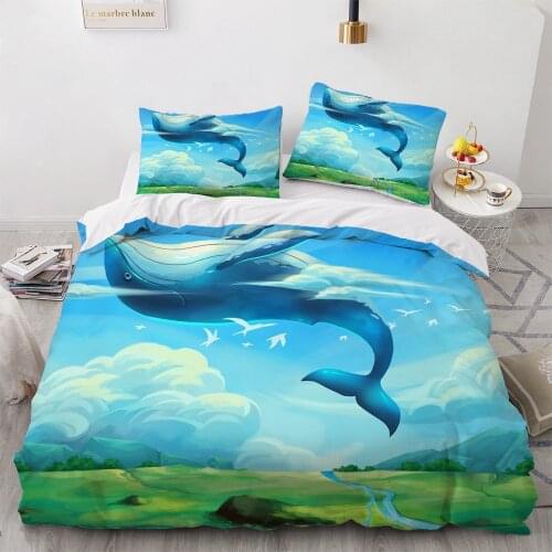 3D Luxury Quilt Duvet Cover Set Comforter Bedding Set King Queen Double Single Size Blue Cartoon Design Custom Bedclothes