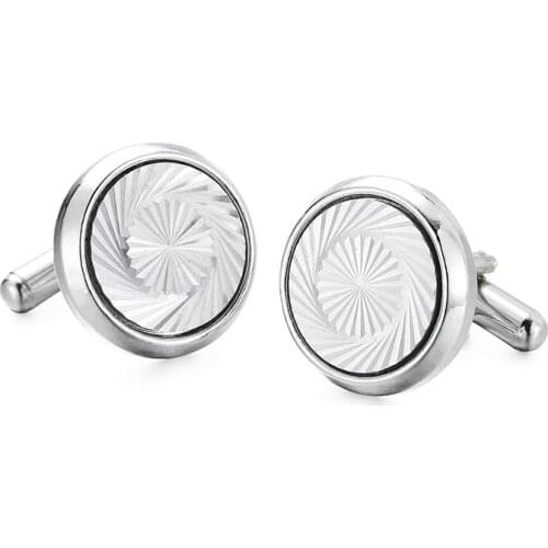 Hand polished silvery metal laser Cufflinks French shirt groom wedding clothing accessories, 1 pairs of free delivery