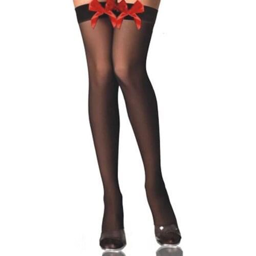 Sexy Stockings New Black Womens Red Big Big bow decoration Anti Hook Stocking Overknee stocking Erotic Thigh High Stocking 2017