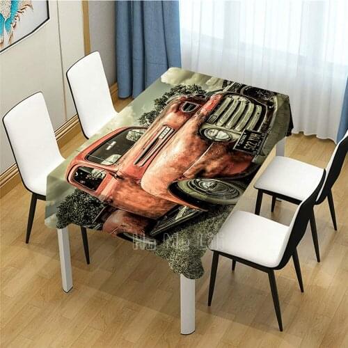 Vintage Car Design Pattern Tablecloth Dinning Decor