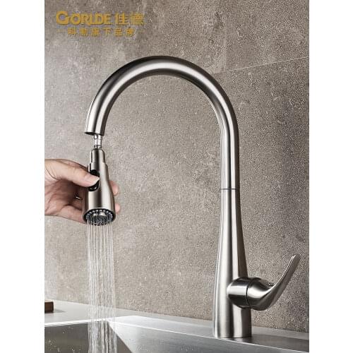 Stainless Steel Faucet Hot and Cold Household Washing Vegetables Basin Pull-out Faucet