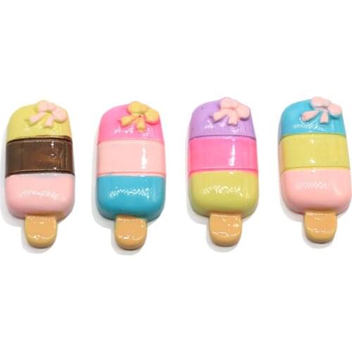 Three Colors Ice Cream Resin Popsicle Flatback Cabochon Mini Summer Charms Scrapbooking Phone Case Hair Bow Center Decor