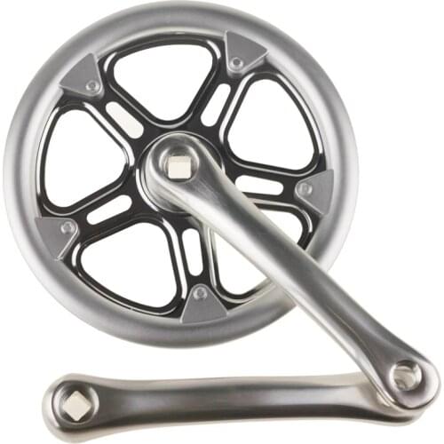 Bicycle Crankset 46T Sprocket 170mm 6061 Aluminum Alloy T6 Crank With Guard Electroplated Steel Chainwheel Polished Bike Parts