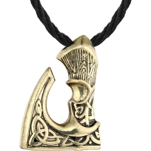 Vintage Ancient Bronze Ancient Silver Viking Axe Pendant Necklace