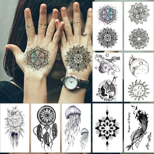 Waterproof Temporary Tattoo Sticker Color Flower Henna Black Tatoo Waist Arm Tatto Fake Tattoo Woman Man Child Flash Tattoos