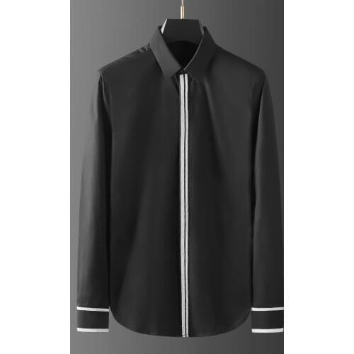 High Quality Shirts Men Business Casual Slim Shirt Long Sleeve Formal Dress Shirts Sequin Decoration Social Party Men Clothing