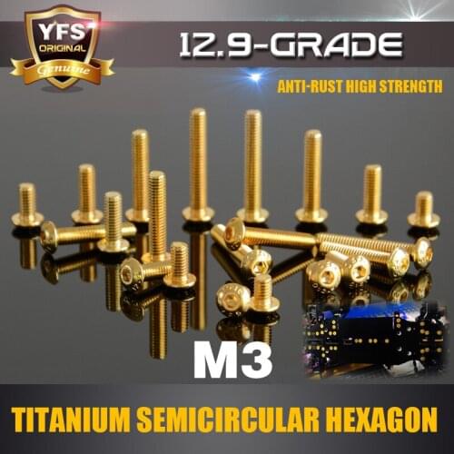 YFS 4-45mm M3 Semicircular Hexagon screws 12.9Grade Gold Titanium for 1/10 1/8 RC buggy drift truck Crawler Scale repair upgrade