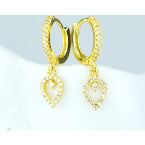 Hollow heart-shaped earrings fashion zircon flower earrings beautiful bones wild trend female girl earrings