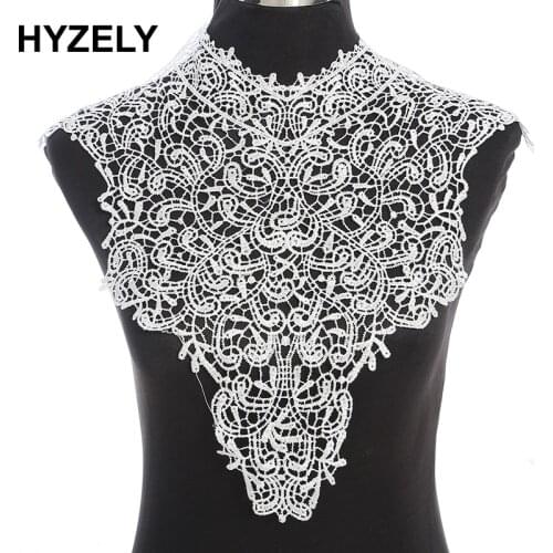 1pc Black & White Embroidery Big Flowers Lace Neckline Fabric, DIY Collar Lace Fabrics for Sewing Supplies Crafts