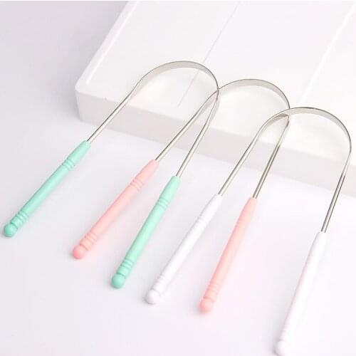 New 1PC Stainless Steel Tongue Scraper Oral Tongue Cleaner Brush Tongue Toothbrush Oral Hygiene High Quality Tounge Scraper