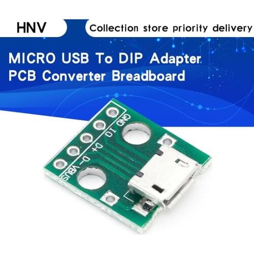 10pcs Micro USB To DIP Adapter 5pin Female Connector Module Board Panel Female 5-Pin Pinboard B Type PCB 2.54 MM